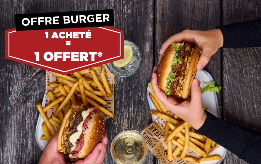 1 burger acheté = 1 burger offert