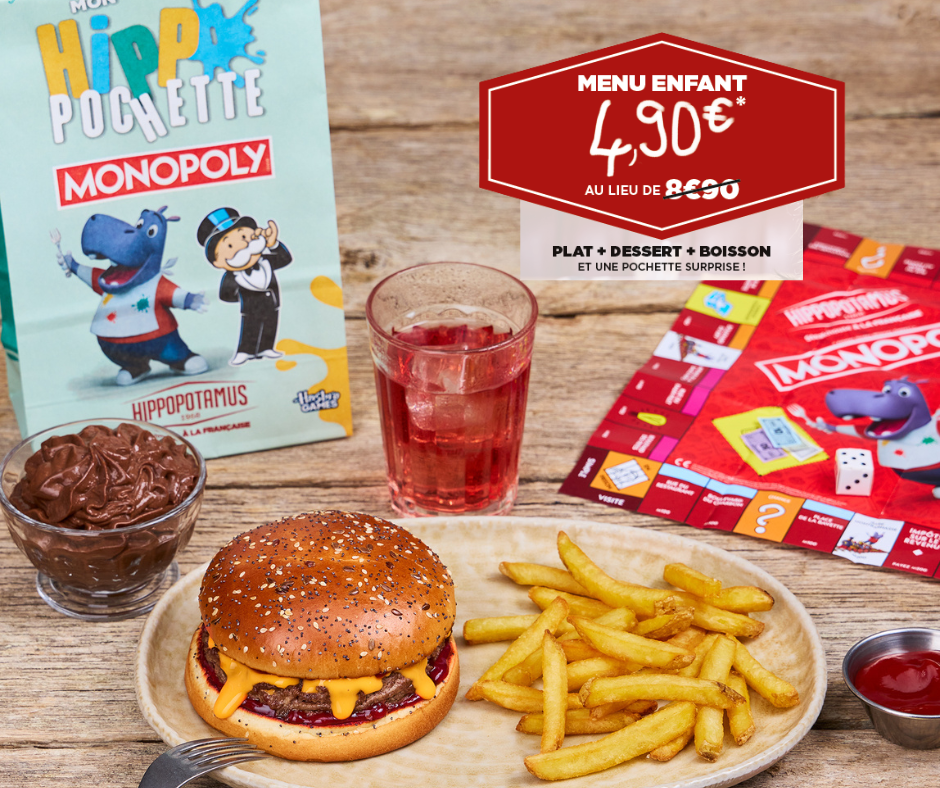 Le menu enfant est à 4,90€ pendant les vacances ! 