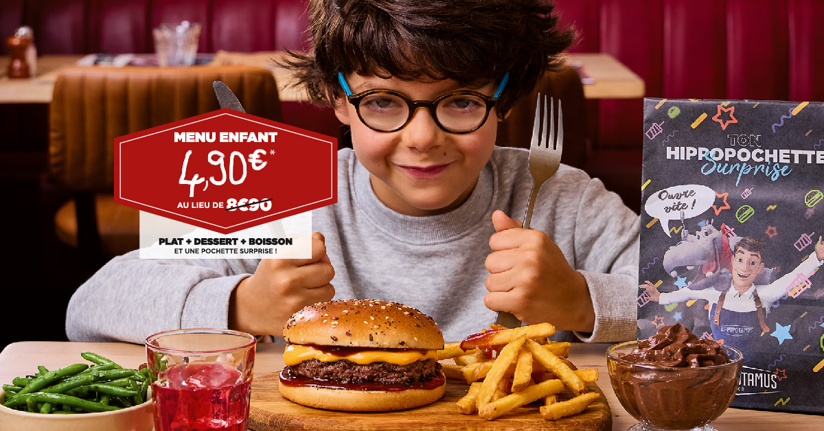 Le menu enfant à 4,90€ au lieu de 8,90€ le mercredi !
